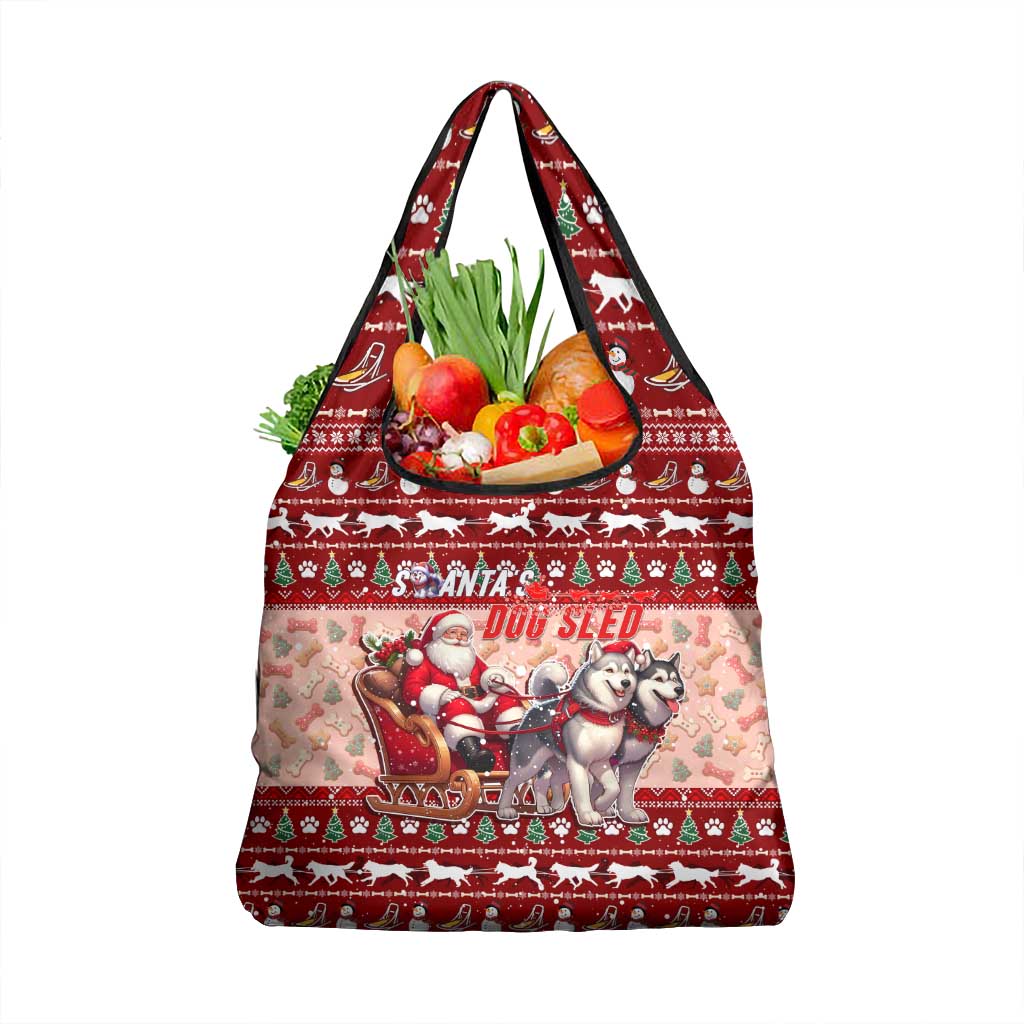 Dog Sled Christmas Grocery Bag Husky Sleigh Ride Design - Wonder Print Shop