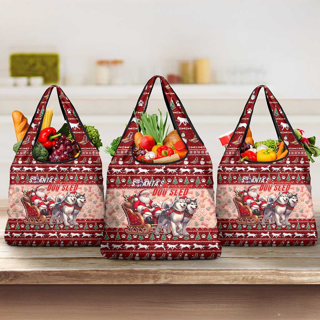 Dog Sled Christmas Grocery Bag Husky Sleigh Ride Design - Wonder Print Shop