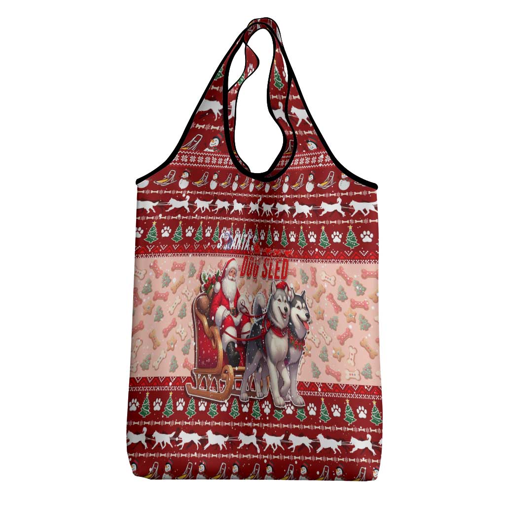 Dog Sled Christmas Grocery Bag Husky Sleigh Ride Design - Wonder Print Shop