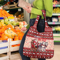 Dog Sled Christmas Grocery Bag Husky Sleigh Ride Design - Wonder Print Shop