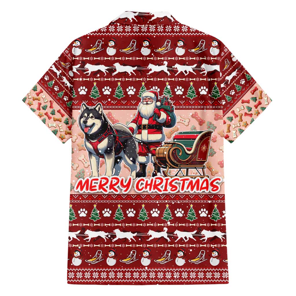 Dog Sled Christmas Hawaiian Shirt Husky Sleigh Ride Design - Wonder Print Shop