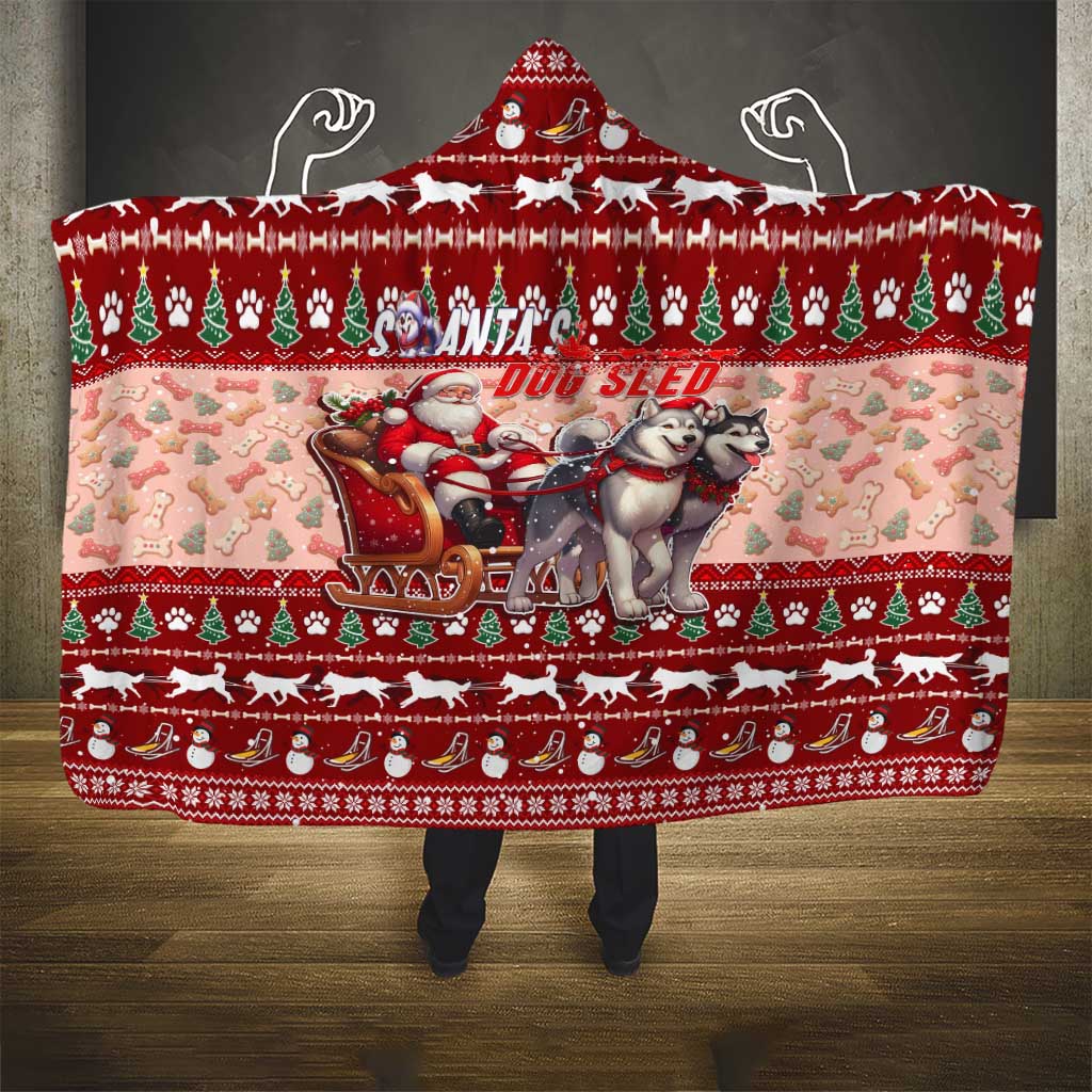 Dog Sled Christmas Hooded Blanket Husky Sleigh Ride Design - Wonder Print Shop