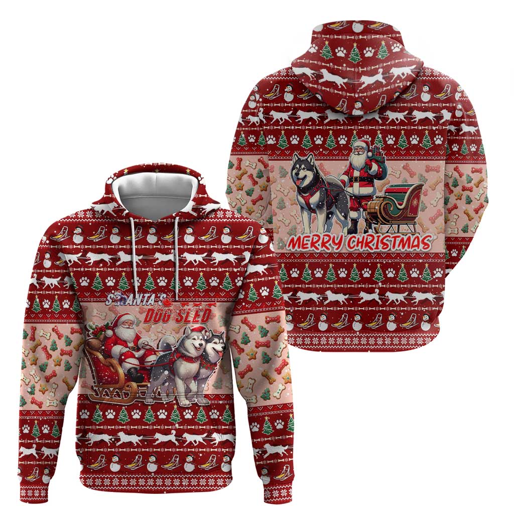 Dog Sled Christmas Hoodie Husky Sleigh Ride Design - Wonder Print Shop