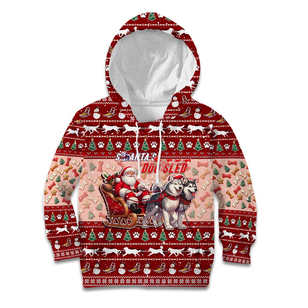 Dog Sled Christmas Kid Hoodie Husky Sleigh Ride Design - Wonder Print Shop