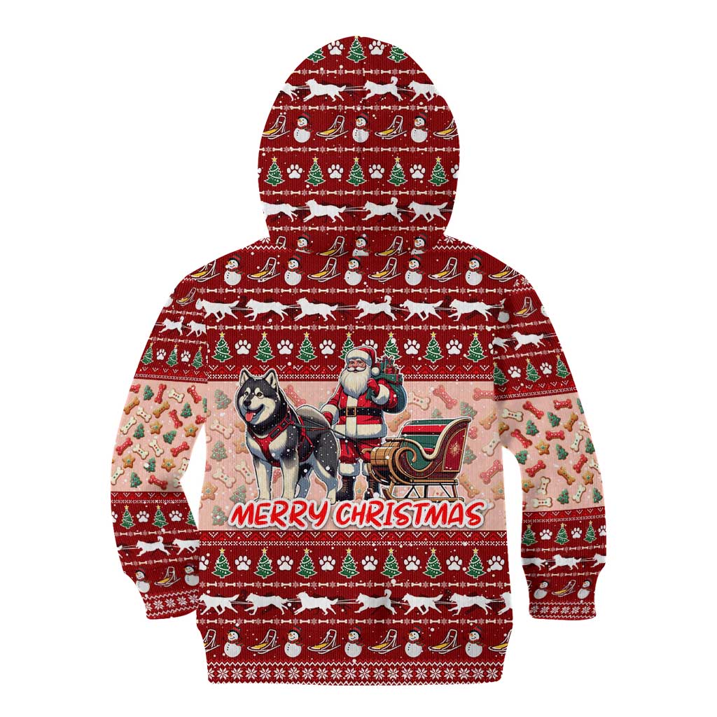 Dog Sled Christmas Kid Hoodie Husky Sleigh Ride Design - Wonder Print Shop