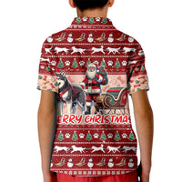 Dog Sled Christmas Kid Polo Shirt Husky Sleigh Ride Design - Wonder Print Shop
