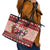Dog Sled Christmas Leather Tote Bag Husky Sleigh Ride Design - Wonder Print Shop