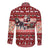 Dog Sled Christmas Long Sleeve Button Shirt Husky Sleigh Ride Design - Wonder Print Shop