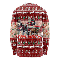 Dog Sled Christmas Long Sleeve Shirt Husky Sleigh Ride Design - Wonder Print Shop