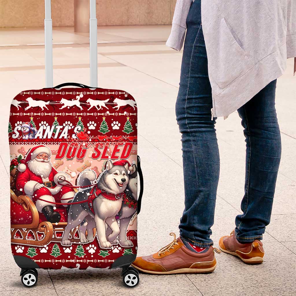 Dog Sled Christmas Luggage Cover Husky Sleigh Ride Design - Wonder Print Shop