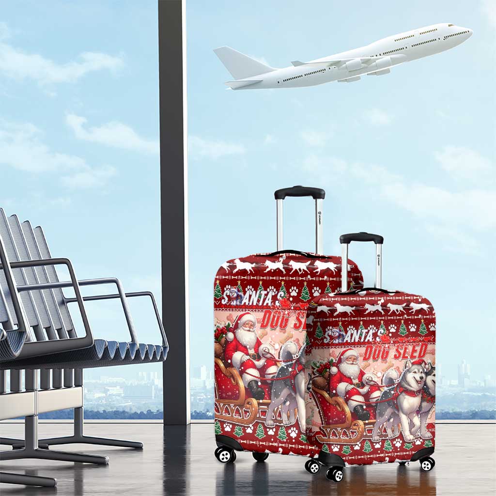 Dog Sled Christmas Luggage Cover Husky Sleigh Ride Design - Wonder Print Shop