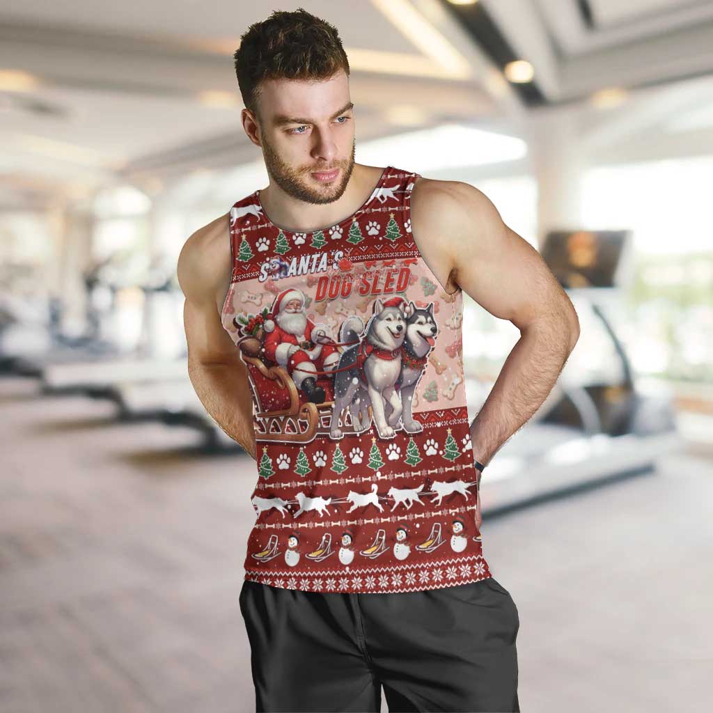 Dog Sled Christmas Men Tank Top Husky Sleigh Ride Design - Wonder Print Shop