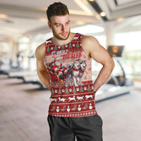 Dog Sled Christmas Men Tank Top Husky Sleigh Ride Design - Wonder Print Shop