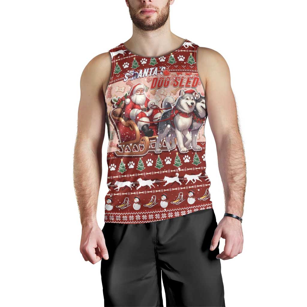 Dog Sled Christmas Men Tank Top Husky Sleigh Ride Design - Wonder Print Shop
