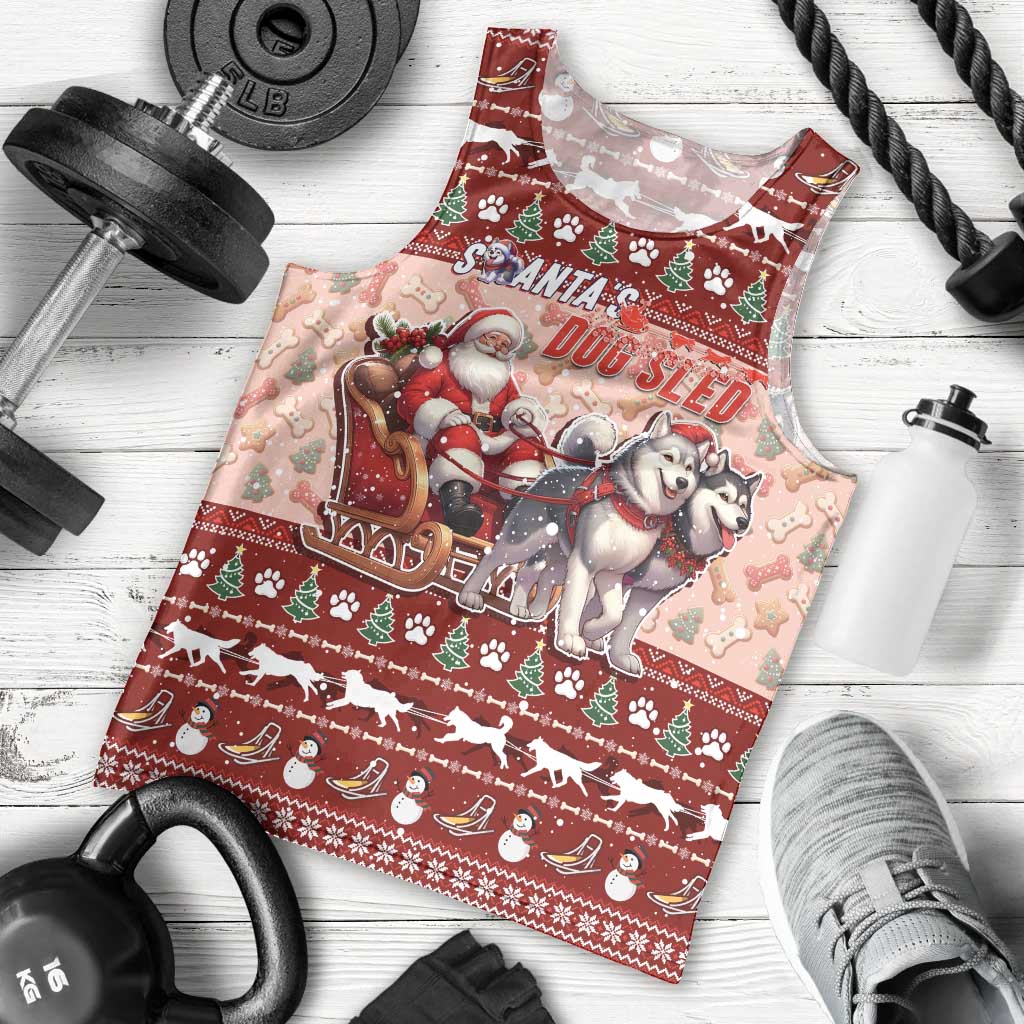 Dog Sled Christmas Men Tank Top Husky Sleigh Ride Design - Wonder Print Shop