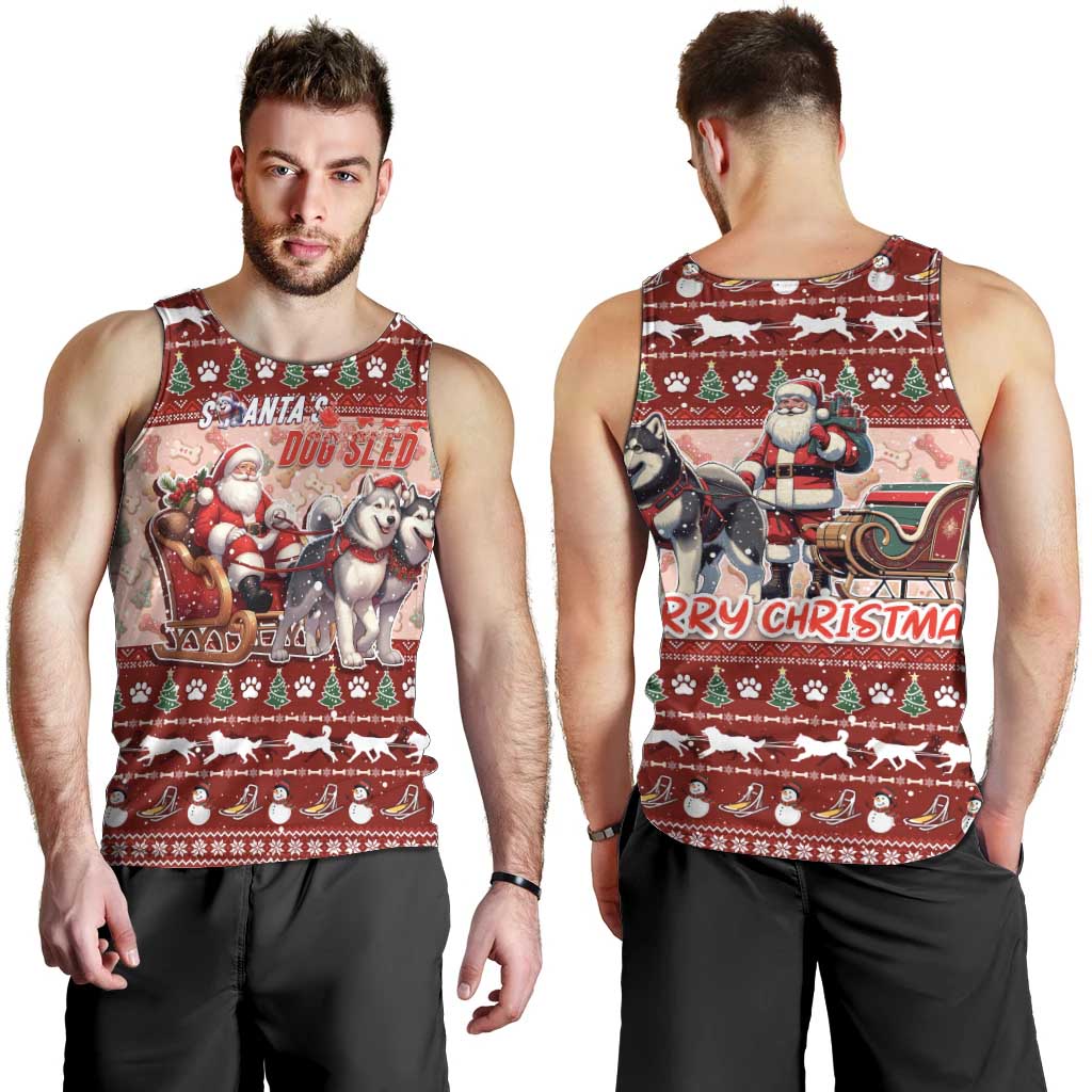Dog Sled Christmas Men Tank Top Husky Sleigh Ride Design - Wonder Print Shop