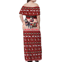 Dog Sled Christmas Off Shoulder Maxi Dress Husky Sleigh Ride Design - Wonder Print Shop