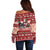 Dog Sled Christmas Off Shoulder Sweater Husky Sleigh Ride Design - Wonder Print Shop