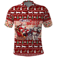 Dog Sled Christmas Polo Shirt Husky Sleigh Ride Design - Wonder Print Shop