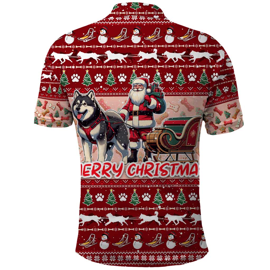 Dog Sled Christmas Polo Shirt Husky Sleigh Ride Design - Wonder Print Shop
