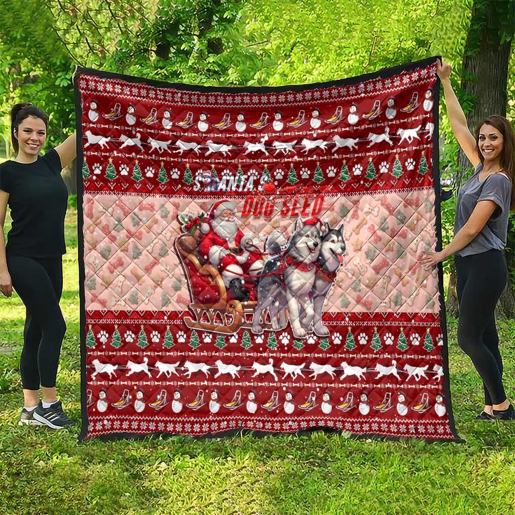 Dog Sled Christmas Quilt Husky Sleigh Ride Design - Wonder Print Shop