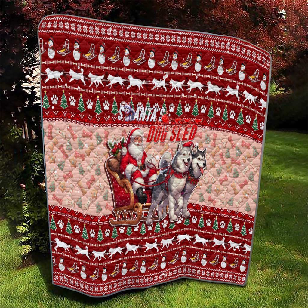 Dog Sled Christmas Quilt Husky Sleigh Ride Design - Wonder Print Shop