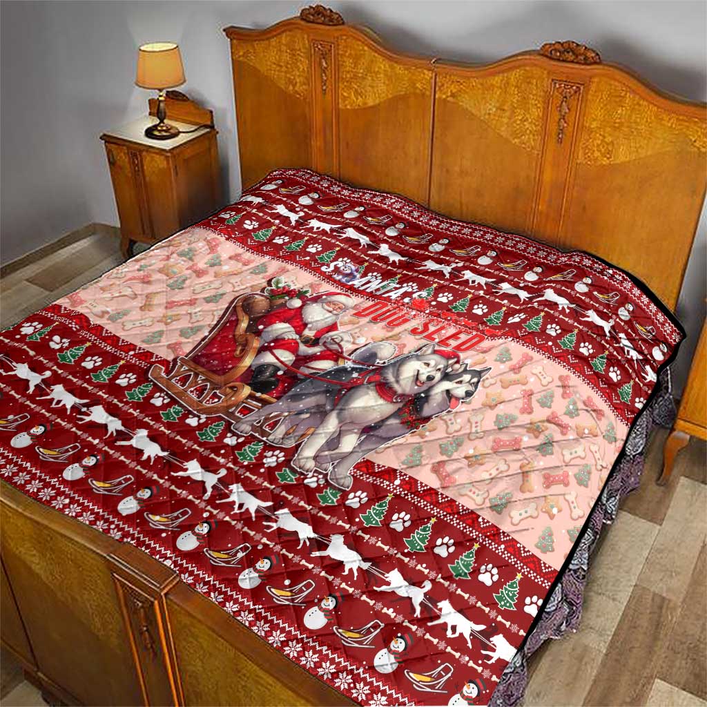 Dog Sled Christmas Quilt Husky Sleigh Ride Design - Wonder Print Shop