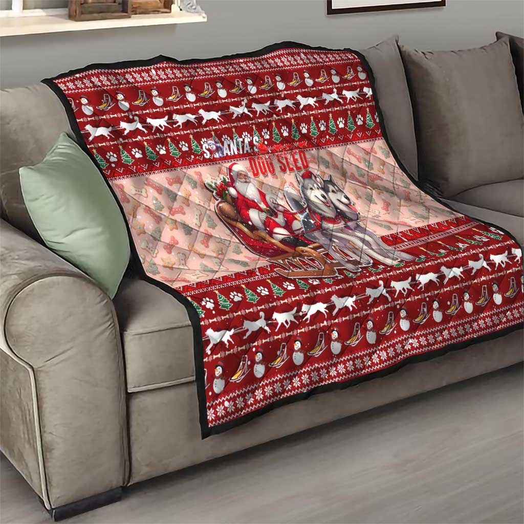 Dog Sled Christmas Quilt Husky Sleigh Ride Design - Wonder Print Shop