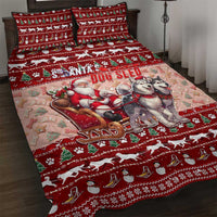 Dog Sled Christmas Quilt Bed Set Husky Sleigh Ride Design - Wonder Print Shop