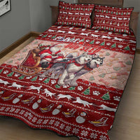 Dog Sled Christmas Quilt Bed Set Husky Sleigh Ride Design - Wonder Print Shop