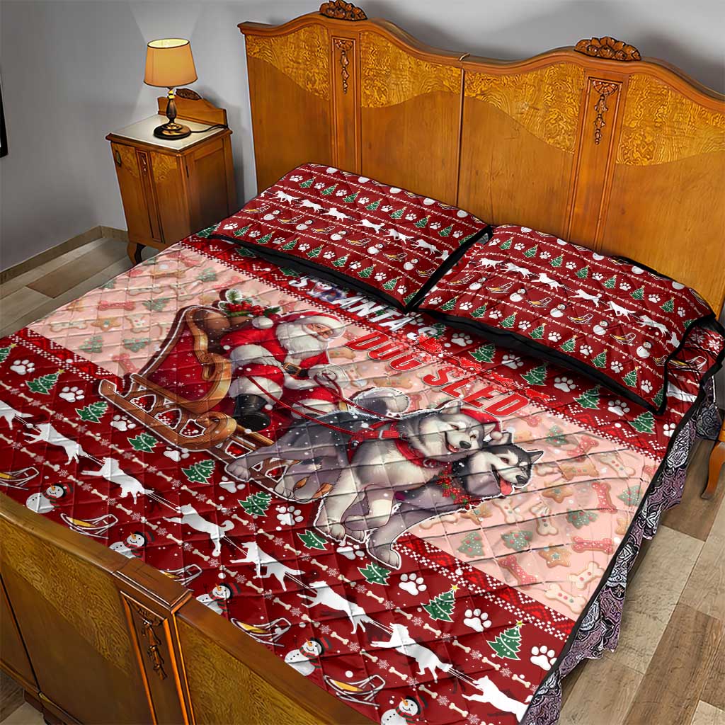 Dog Sled Christmas Quilt Bed Set Husky Sleigh Ride Design - Wonder Print Shop
