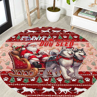 Dog Sled Christmas Round Carpet Husky Sleigh Ride Design - Wonder Print Shop