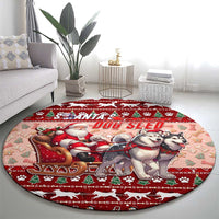 Dog Sled Christmas Round Carpet Husky Sleigh Ride Design - Wonder Print Shop