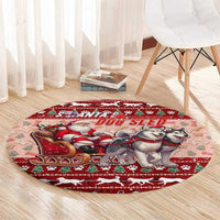 Dog Sled Christmas Round Carpet Husky Sleigh Ride Design - Wonder Print Shop