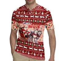 Dog Sled Christmas Rugby Jersey Husky Sleigh Ride Design - Wonder Print Shop