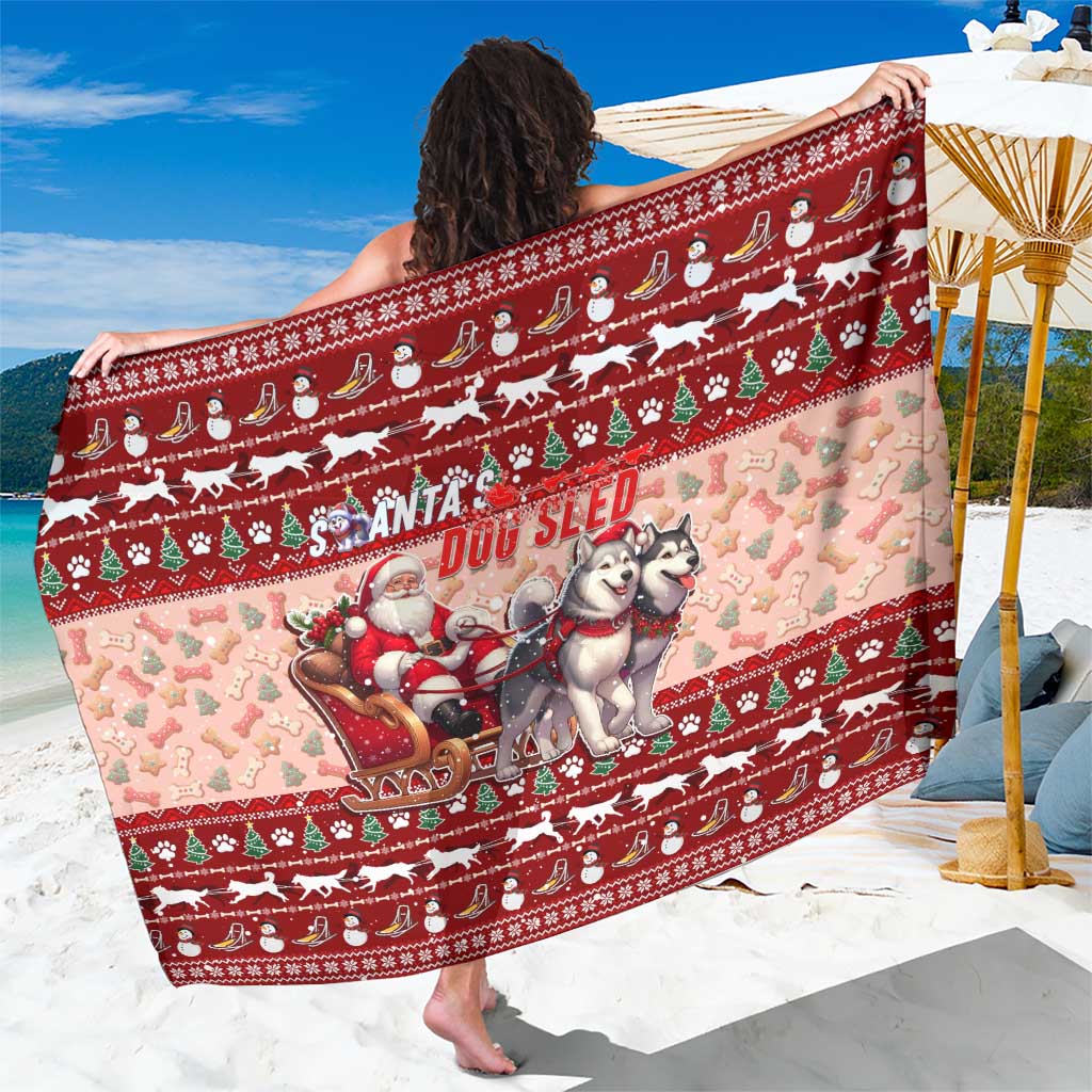 Dog Sled Christmas Sarong Husky Sleigh Ride Design - Wonder Print Shop