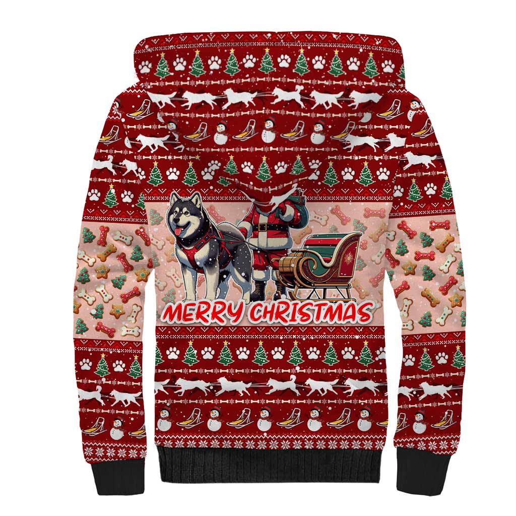 Dog Sled Christmas Sherpa Hoodie Husky Sleigh Ride Design - Wonder Print Shop