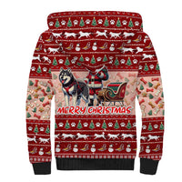 Dog Sled Christmas Sherpa Hoodie Husky Sleigh Ride Design - Wonder Print Shop