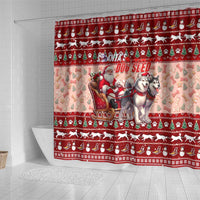 Dog Sled Christmas Shower Curtain Husky Sleigh Ride Design - Wonder Print Shop