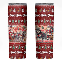 Dog Sled Christmas Skinny Tumbler Husky Sleigh Ride Design - Wonder Print Shop