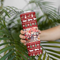 Dog Sled Christmas Skinny Tumbler Husky Sleigh Ride Design - Wonder Print Shop