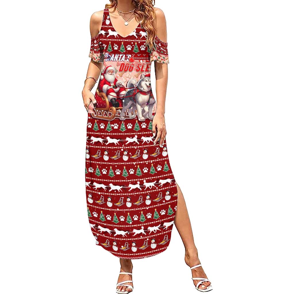 Dog Sled Christmas Summer Maxi Dress Husky Sleigh Ride Design - Wonder Print Shop