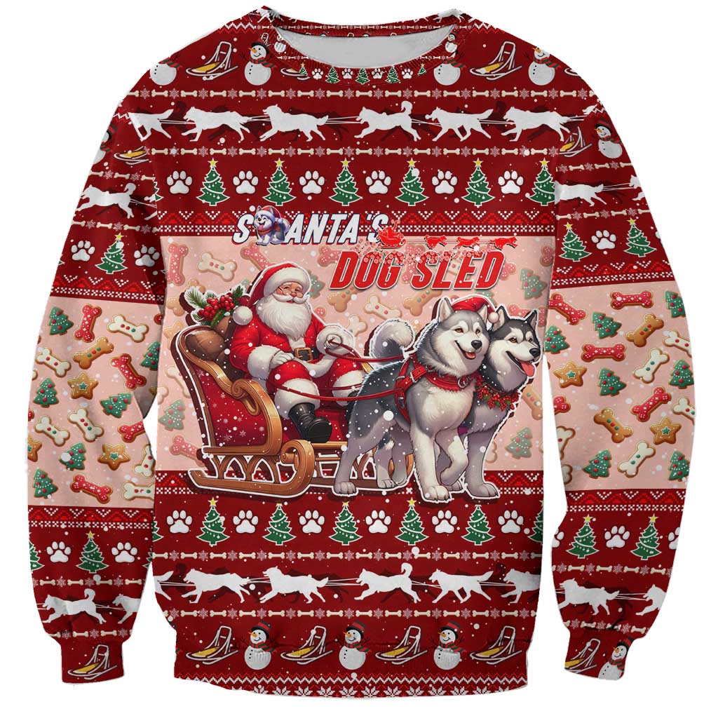 Dog Sled Christmas Sweatshirt Husky Sleigh Ride Design - Wonder Print Shop