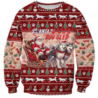 Dog Sled Christmas Sweatshirt Husky Sleigh Ride Design - Wonder Print Shop
