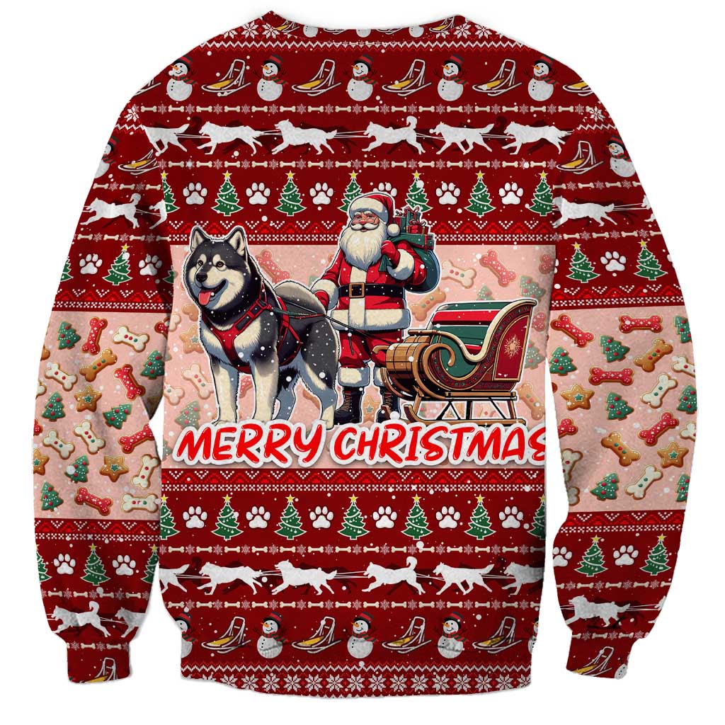 Dog Sled Christmas Sweatshirt Husky Sleigh Ride Design - Wonder Print Shop