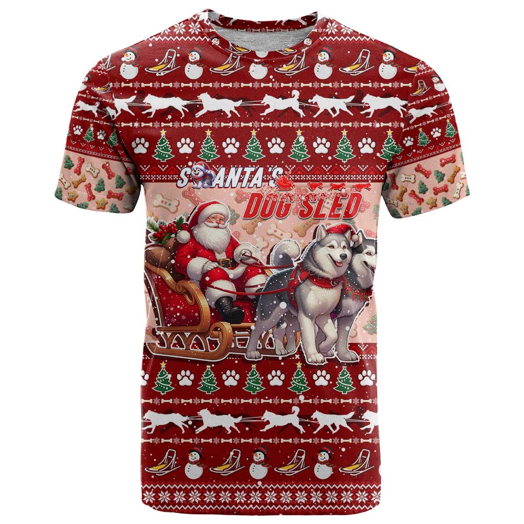Dog Sled Christmas T Shirt Husky Sleigh Ride Design - Wonder Print Shop