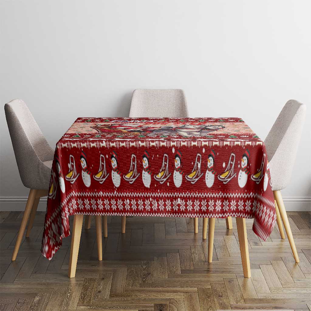 Dog Sled Christmas Tablecloth Husky Sleigh Ride Design - Wonder Print Shop