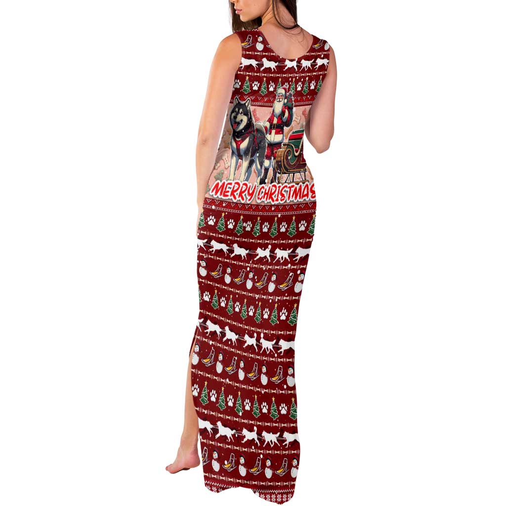 Dog Sled Christmas Tank Maxi Dress Husky Sleigh Ride Design - Wonder Print Shop
