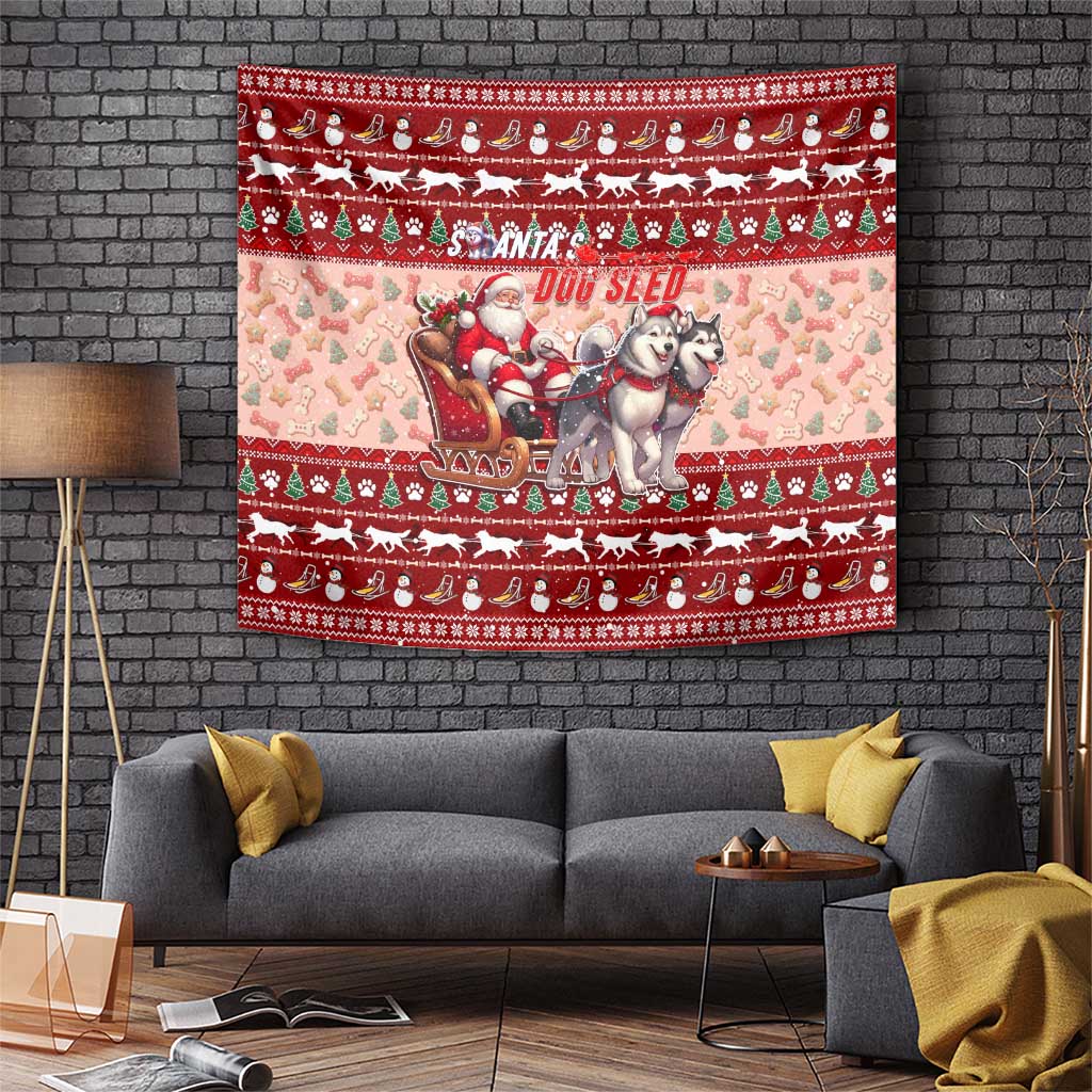 Dog Sled Christmas Tapestry Husky Sleigh Ride Design - Wonder Print Shop