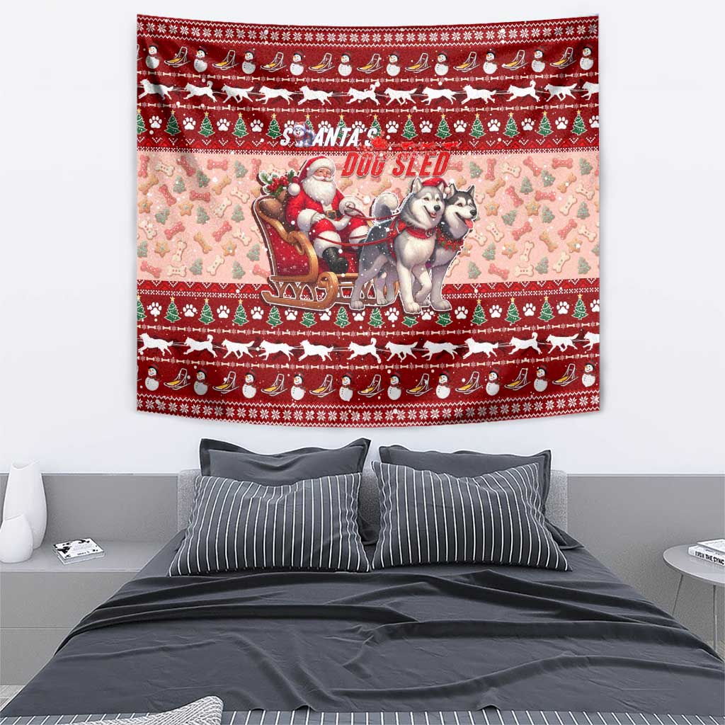 Dog Sled Christmas Tapestry Husky Sleigh Ride Design - Wonder Print Shop
